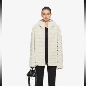 Women’s GIVENCHY reversible died lamb fur hooded jacket in 4G pattern 36/4 US